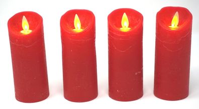 4er Set LED echtwachs Kerzen rot Fernbedienung Stumpenkerze Kerze flammenlos