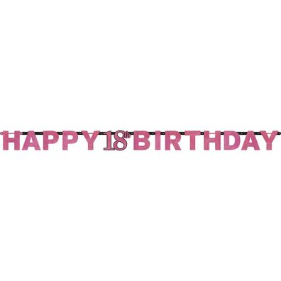 Buchstabengirlande 18 Jahre Sparkling Celebration pink 213 x 16,2 cm