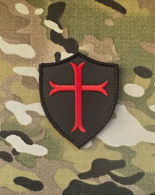 Patch Kreuz der Templer Schwarz Rot Ritter Klett Abzeichen Veteran Aufnäher Armee