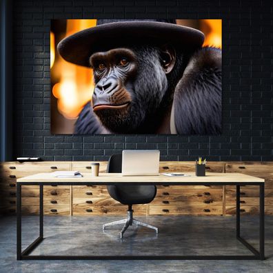 Leinwandbild Gorilla Abstrakt Affen Tier Mafia Acrylglas + Aluminium, Poster Wandbild