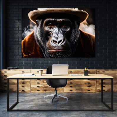 Leinwandbild Affen Gorilla Mafia Abstrakt Tier Acrylglas + Aluminium, Poster Wandbild