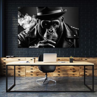 Gorilla Mafia Abstrakt Wandbild Leinwandbild Affen Tier Acrylglas + Aluminium, Poster