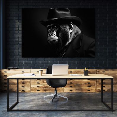 Wandbild Leinwandbild Gorilla Mafia Abstrakt Affen Tier Acrylglas + Aluminium, Poster