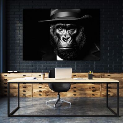 Abstrakt Wandbild Leinwandbild Gorilla Mafia Affen Tier Poster, Acrylglas + Aluminium