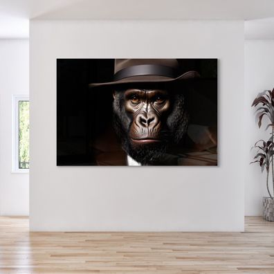 Abstrakt Wandbild Leinwandbild Affen Gorilla Mafia Tier Poster, Acrylglas + Aluminium