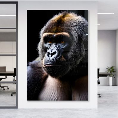 Abstrakt Wandbild Leinwandbild Gorilla Affen Tier Poster , Acrylglas + Aluminium