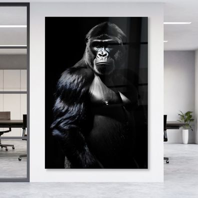 Wandbild Gorilla Affen Tier Animal Leinwandbild , Acrylglas + Aluminium , Poster