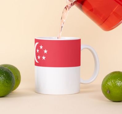 Singapur Kaffeetasse Flagge Pot Kaffee Tasse National Becher Cup Büro Tee