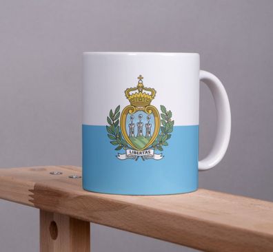 San Marino Kaffeetasse Flagge Pot Kaffee Tasse SMR Becher Coffeecup Büro Tee