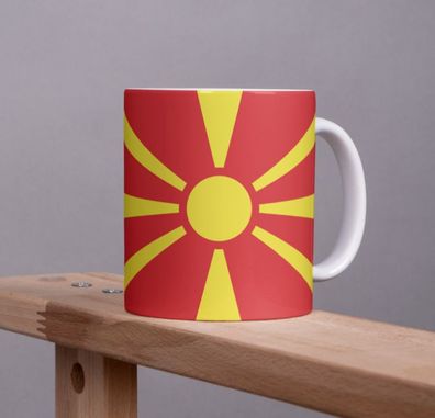Mazedonien Kaffeetasse Flagge Pot Kaffee Tasse MKD Becher Coffeecup Büro Tee