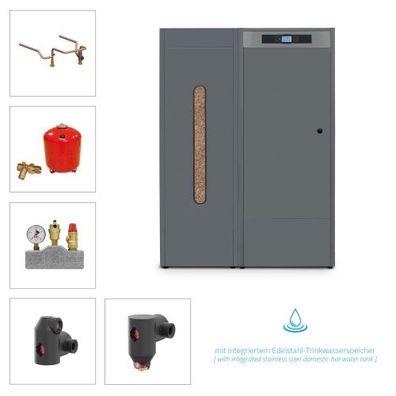 Solarbayer Pelletkesselset PLT-AC Compact 25 kW integrierter Trinkwasserspeicher