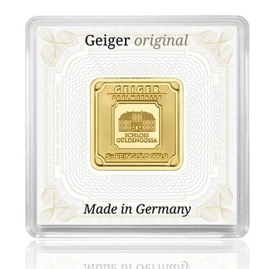 Goldbarren Geiger 5 Gramm Edelmetalle 999.9 quadratisch mit Zertifikat in Kapsel