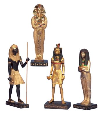 4 Figuren Ägypten Kleopatra Tutanchamun Maahes 20cm