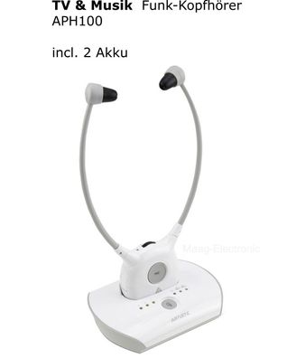 APH100 Funkkopfhörer für TV & Musik, 2,4 GHz TV Kopfhörer Drahtlos mit 2 Akku`s