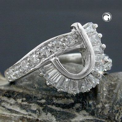 Ring 14mm mit vielen Zirkonias glänzend rhodiniert Silber 925