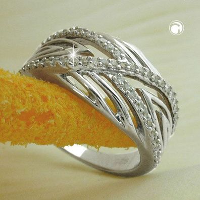 Ring 11mm mit vielen Zirkonias glänzend rhodiniert Silber 925