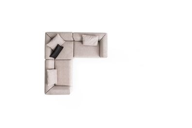 Ecksofa Beige L-Form Wohnlandschaft Eckcouch Sofa Moderne Couch Textilmöbel