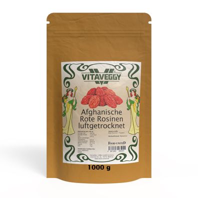 Vitaveggy Kischmisch Rosinen 1kg Rot luftgetrocknet aus Afghanistan von Food-United