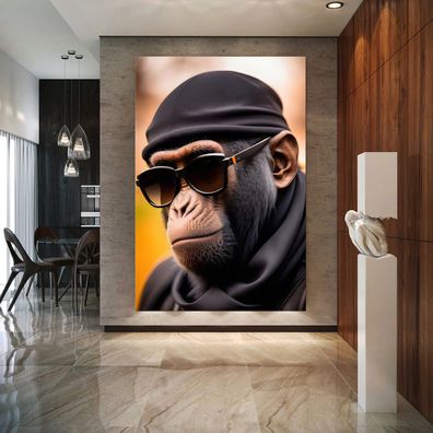Wandbild Affengeil Gorilla Tier Leinwandbild , Poster , Acrylglas + Aluminium