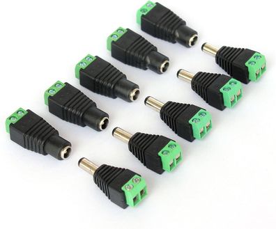 10x DC-Stecker/ Buchse für Videoüberwachungskamera 2,1 x 5,5 mm