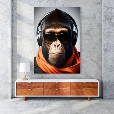 Leinwandbild Affengeil Gorilla Tier , Poster , Acrylglas + Aluminium Wandbild