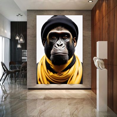 Tier Affengeil Gorilla Leinwandbild , Acrylglas + Aluminium , Poster Wandbild