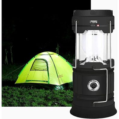 Solar/ USB wiederaufladbare LED-Laterne, ZVO Leistungsstarkes Campinglicht, 2 Modi, t