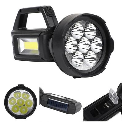 7 LED Solar wiederaufladbare tragbare Taschenlampe mit COB-Seitenlicht USB-Aufladung