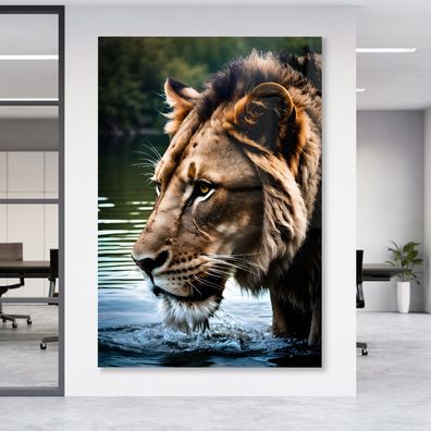 Löwe Lion Tier Animal Leinwandbild , Poster , Acrylglas + Aluminium Wandbild