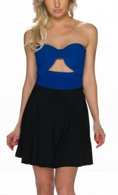 Sexy Miss Damen Schleifen Bandeau Mini Kleid Girly Dress XS/ S schwarz blau