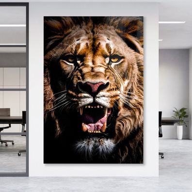 Wandbild Löwe Lion Tier Animal Leinwandbild , Acrylglas + Aluminium , Poster