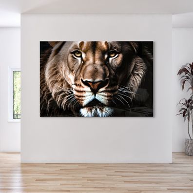 Leinwandbild Löwe Lion Tier Animal , Acrylglas + Aluminium , Poster Wandbild