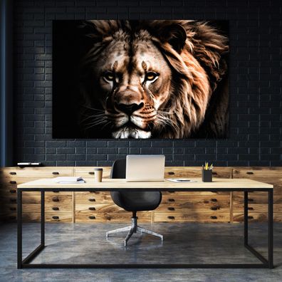 Löwe Wandbild Lion Tier Animal Leinwandbild , Poster , Acrylglas + Aluminium