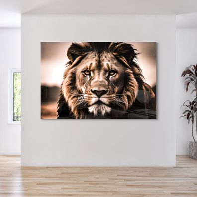 Leinwandbild Löwe Wandbild Lion Tier Animal , Poster , Acrylglas + Aluminium