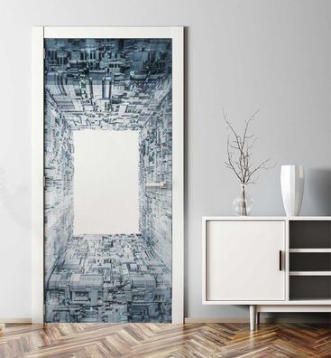 Türtapete Futuristisch Technologie Ausblick Türbild Türaufkleber Folie