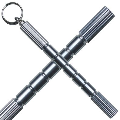Buchner Kubotan mit Schlüsselring, silber, Länge ohne Ring ca. 14 cm