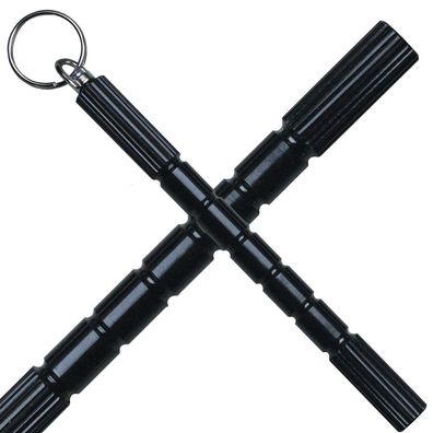 Buchner Kubotan mit Schlüsselring, schwarz, Länge ohne Ring ca. 14 cm
