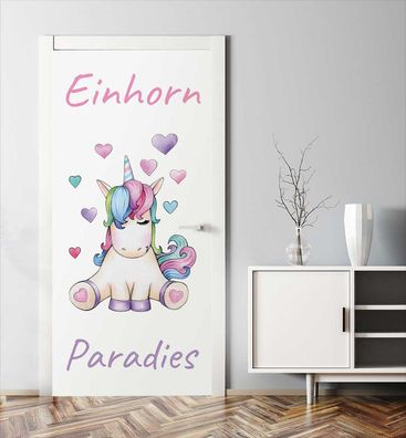 Türtapete Prinzessin Einhorn Türbild Türaufkleber Folie