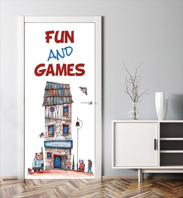 Türtapete Fun Games Haus Türbild Türaufkleber Folie