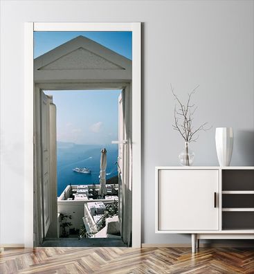 Türtapete Balkon Griechenland Türbild Türaufkleber Folie