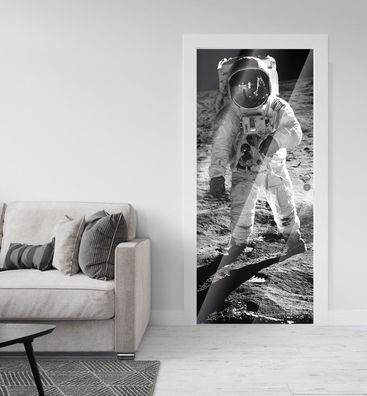 Türtapete Silberfolie Astronaut Türbild Türaufkleber Folie