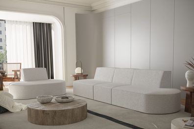 Sofagarnitur 3 + 1 CouchGarnitur Modern Stil BARRIS stoff Ascot