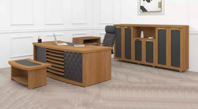 Design Büro Set Luxus Holz Möbel Schreibtisch Schrank Einrichtung 4tlg
