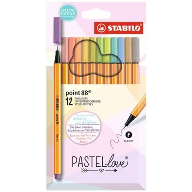 Stabilo Feinliner Point 88 12 Stück Pastell Love