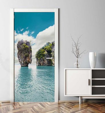 Türtapete Strand Berge Türbild Türaufkleber Folie