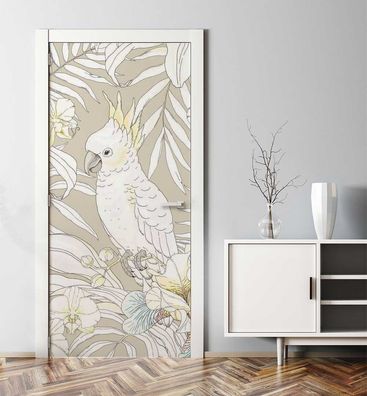 Türtapete tropischer Vogel im Dschungel Türbild Türaufkleber Folie