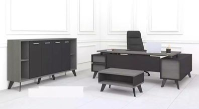 Arbeitszimmer Büro Möbel Schreibtisch Couchtisch Luxus Aktenschrank 3tlg Set