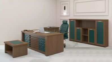 Braune Office Garnitur Luxus Büromöbel Schreibtisch Designermöbel 4tlg