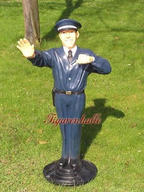 Polizist Wachmann Figur Statue Skulptur Sicherheit Deko Cop Werbefigur Uniform