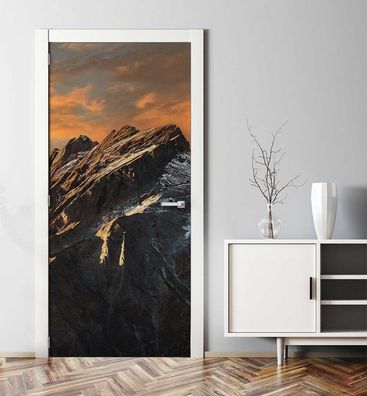 Türtapete Alpen Sonnenuntergang Türbild Türaufkleber Folie